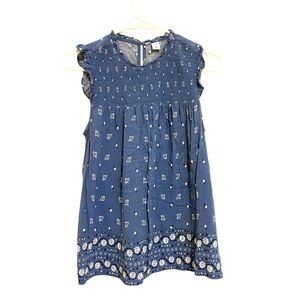 2/$15 Old Navy - Blue & White Floral Blouse Top Size M | Smocked Flutter Sleeve